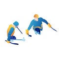 UI design template of two abstract people playing hockey. Vector graphic illustration. Para ice hockey Royalty Free Stock Photo