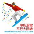 Winter sports - Snowboard Parallel Giant Slalom. Cartoon snowboarder during Royalty Free Stock Photo