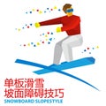 Winter sports - Snowboard Slopestyle. Cartoon snowboarder during a jump. Royalty Free Stock Photo