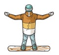 Winter sports snowboarder on a snow board