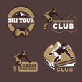 Winter sports, snowboarding and skiing club vector emblems, labels, badges, logos set Royalty Free Stock Photo