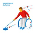 Winter sports - wheelchair curling. Curler with disabilities.