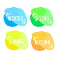 Winter, spring, summer, autumn.Four seasons lettering isolated on colours seasons background. Set of seasons Royalty Free Stock Photo