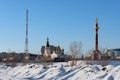 A winter or spring view on historical district of the Yakutsk city