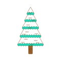 Winter spruce line style. Fir forest in winter. Christmas tree i