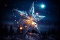 Winter star glowing in night digital art. Generate ai Royalty Free Stock Photo