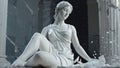 Winter Statue of a Woman: Ancient Greek Marble Sculpture Royalty Free Stock Photo