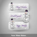 Winter stickers with snowman. Vector design elements Royalty Free Stock Photo