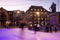 Ice skating in the square in Kungstradgarden Stockholm Royalty Free Stock Photo