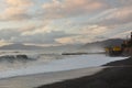 Winter storm on the beach. Cavi di Lavagna. Liguria. Italy Royalty Free Stock Photo