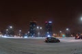 Winter storm in Bucharest city , heavy snow storm, climate change impact Royalty Free Stock Photo