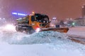 Winter storm in Bucharest city , heavy snow storm in Romania, climate change impact Royalty Free Stock Photo