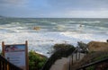 Winter storm at Rock Pile Beach below Heisler Park in Laguna Beach, California. Royalty Free Stock Photo