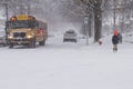 Winter Storm School Bus Stop Crossing