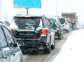 Winter storm traffic Royalty Free Stock Photo