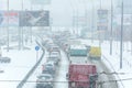 Winter storm traffic Royalty Free Stock Photo