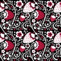 Winter strawberry pattern in Khokhloma style