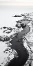 Winter Stream: A Black And White Aerial View Photography