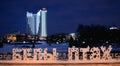 Winter night view cityscape Minsk Belarus