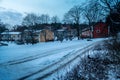 Winter street in Bromma, Stockholm, January 2018 Royalty Free Stock Photo