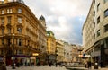 Winter street at daytime in Vienna, Austria