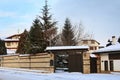 Winter street view of ski resort Bansko, Bulgaria Royalty Free Stock Photo