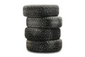 winter studded tires isolate product four pieces stack on a white background Royalty Free Stock Photo