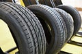 Winter studless tires for cars in shop Royalty Free Stock Photo