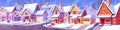 Winter suburban landscape with house on street Royalty Free Stock Photo