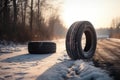 Winter and summer tires on the road AI generated
