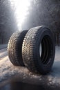 Winter and summer tires on the road AI generated