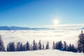 Winter sun on a blue sky. Alps Royalty Free Stock Photo