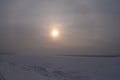 Winter sun. Winter landscape. Russia. Siberia. Royalty Free Stock Photo