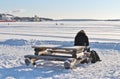 Winter sun over the ice on StadsfjÃÂ¤rden in LuleÃÂ¥ Royalty Free Stock Photo