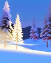 Winter sunny landscape. Mountains, pine forest, blue sky and snow. Royalty Free Stock Photo