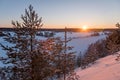 Winter landscape in the russian village