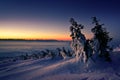 Winter sunrise at Babia mountain. Poland