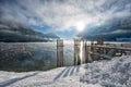 Winter sunrise at beautiful lake Achensee in Tyrol, Austria