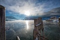 Winter sunrise at beautiful lake Achensee in Tyrol, Austria