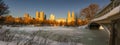 Winter Sunrise on Frozen Central Park Lake, New York City Royalty Free Stock Photo