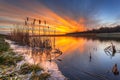 Winter sunrise at the lake Royalty Free Stock Photo