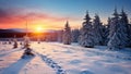 Winter sunrise in the mountains