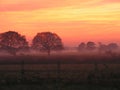 Winter sunrise over field Royalty Free Stock Photo