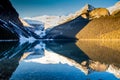 Winter sunrise over scenic Lake Louise in Banff National Park, Alberta Canada Royalty Free Stock Photo