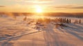 Winter Sunrise In Rural Finland: A Scenic Villagecore Landscape