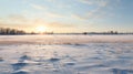 Winter Sunrise: Scenic Prairiecore Landscape With Snow And Sun