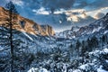 Winter Sunrise after a Storm on the Valley, Yosemite National Park, California Royalty Free Stock Photo