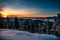 winter sunrise on the Turbacz mountain Royalty Free Stock Photo