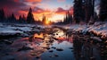 Winter Sunset - beautiful stock photo