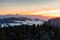 Winter sunset in the Bernese Alps with Stockhorn